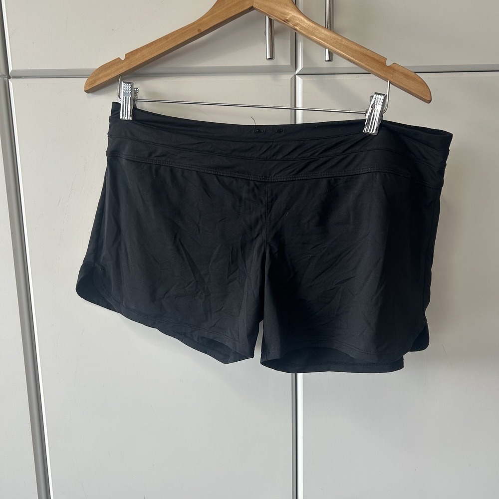 Athleta Womens Black Swim Board Shorts Size Large Back Pockets Activewear